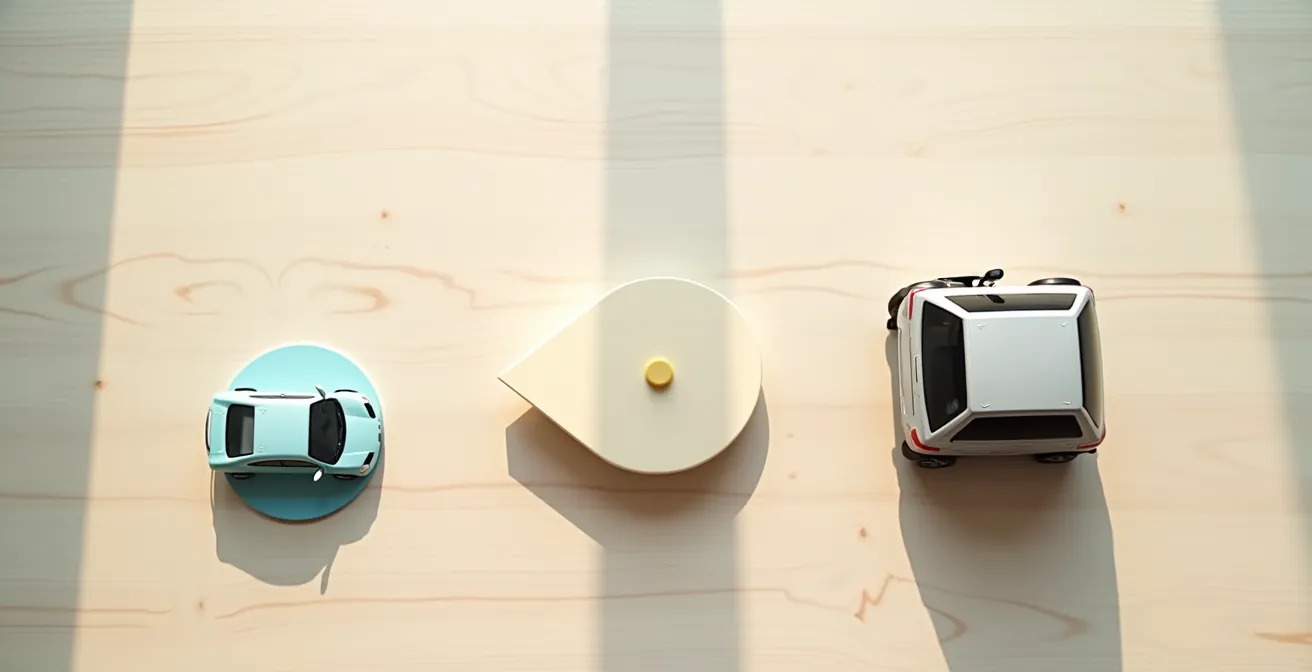 Übersichtliche Darstellung verschiedener Nutzungsszenarien eines Familienfahrzeugs