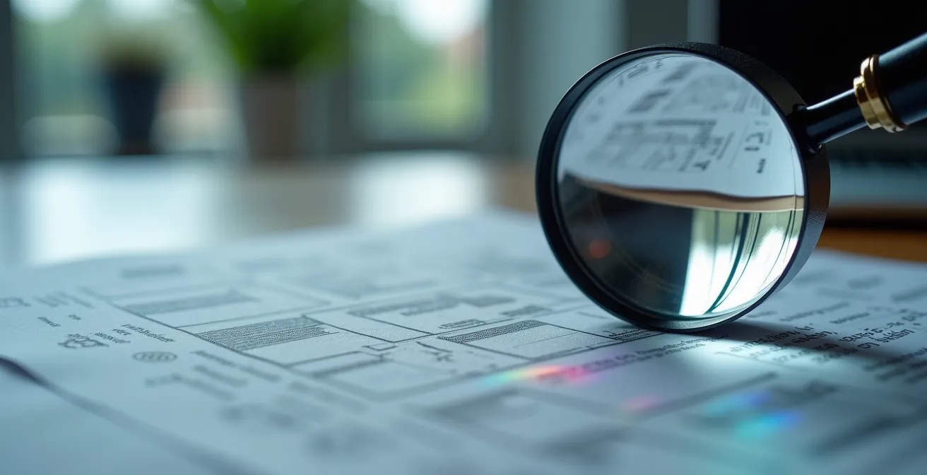 Detailaufnahme eines Leasingvertrags mit Lupe, die die Wichtigkeit der Klausel-Analyse symbolisiert