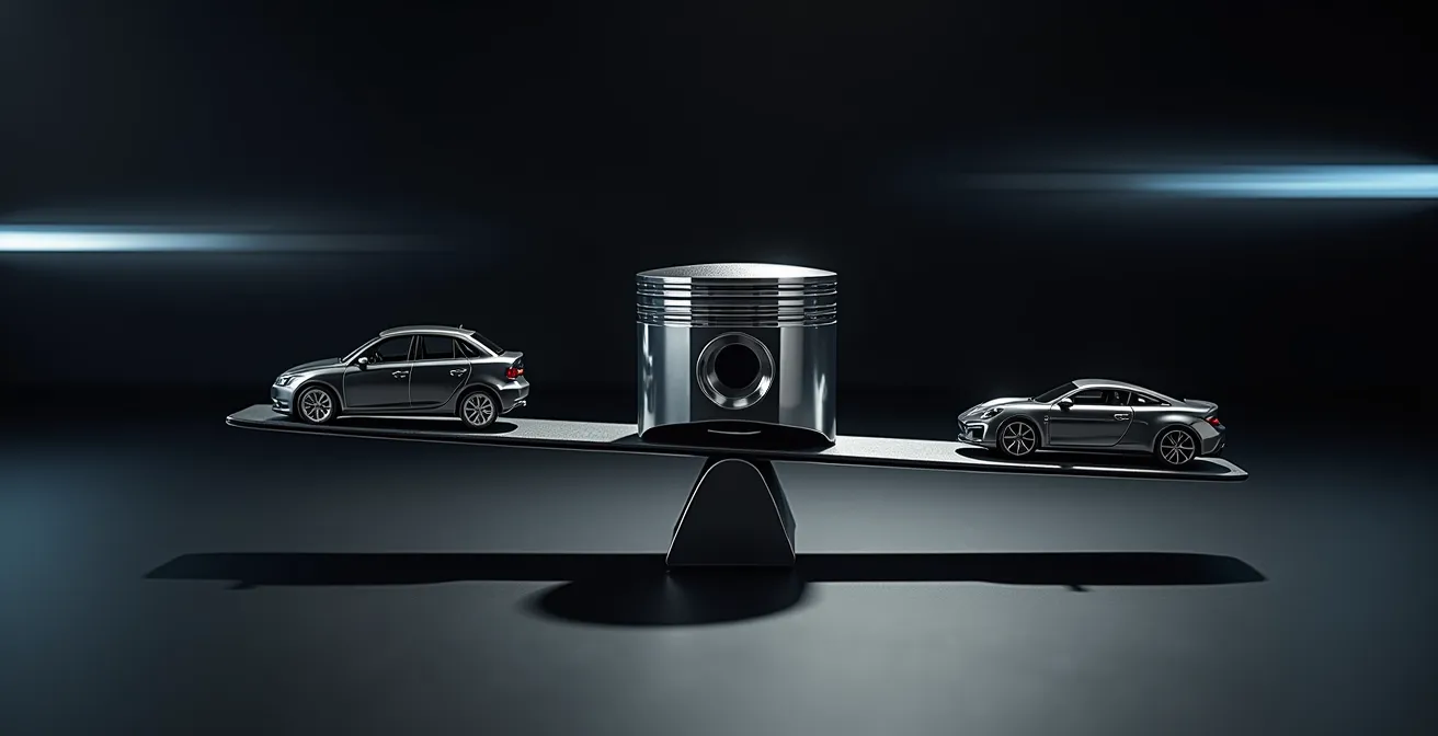 Grafische Darstellung der Leistungsgewicht-Berechnung für Überholmanöver