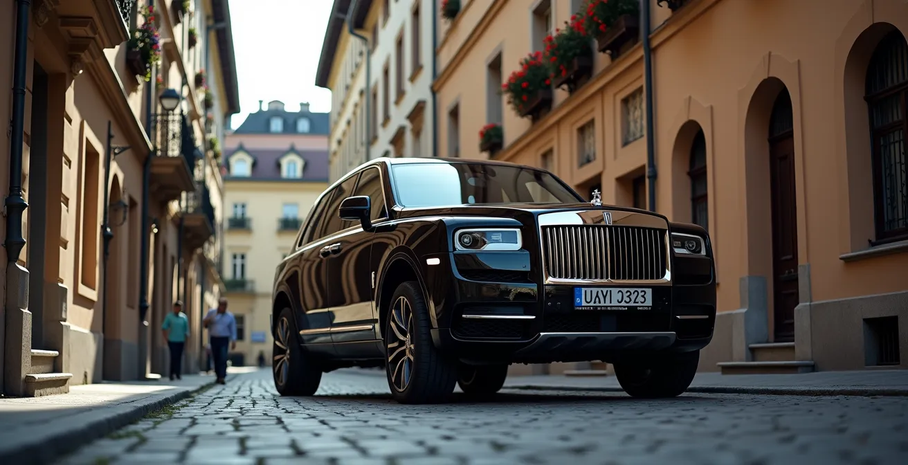Luxus-SUV mit 4x4-Badge in typischer Münchner Innenstadtsituation